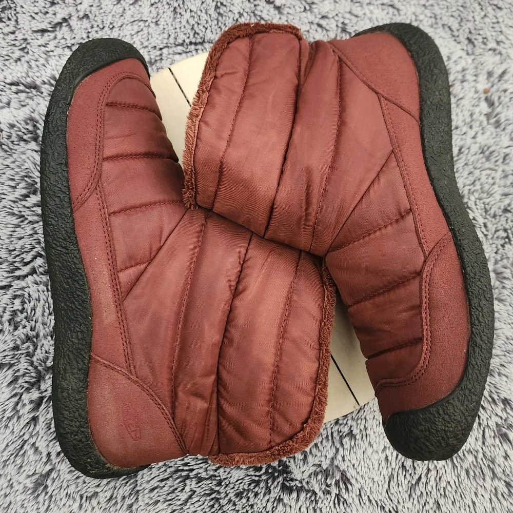 Keen Howser Fold Down Burgundy Lined Winter Snow Ankle Boots Women's Size 11 - Picture 5 of 9